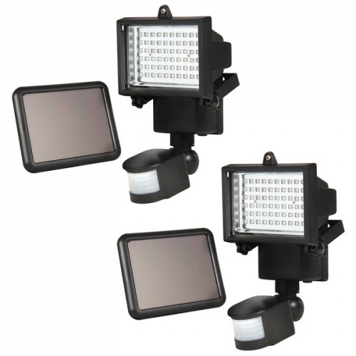 2-Pack Outdoor Solar Power Flood Light w/ 60 LED Lights, Motion Sensor, Timer  - Lot 339