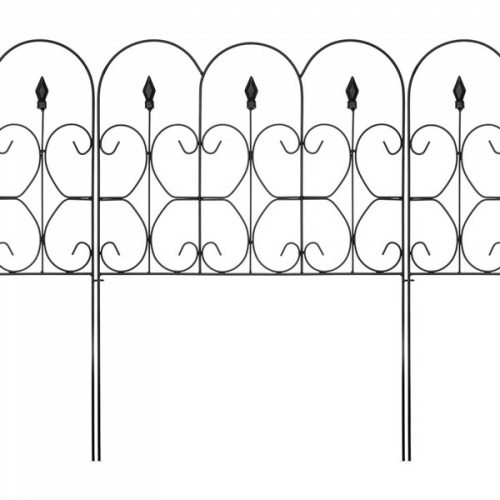 Lot of (2) Set Of 5 Foldable Interlocking Iron Decorative Garden Edging Fence Panels, 10ftx32in, Black  - Lot 374