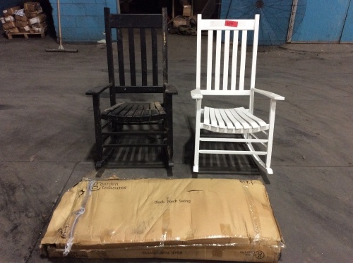 Lot of (2) Rocking Chairs & (1) Porch Swing - May Need Repairs - Lot 529