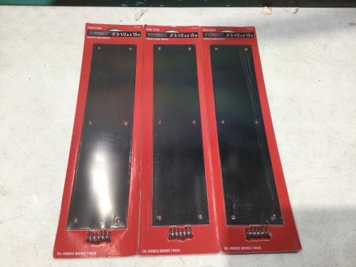 Lot of (3) Everbilt 3.5" x 15" Door Push Plates - Lot 761