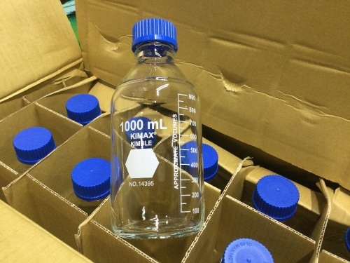 Lot of (3) Cases of KIMBLE GL45 Media Bottles with Cap, 1000mL, 10 Pack - Lot 781