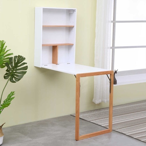 Compact Fold Out Wall Mounted Convertible Desk With Storage  - Lot 789