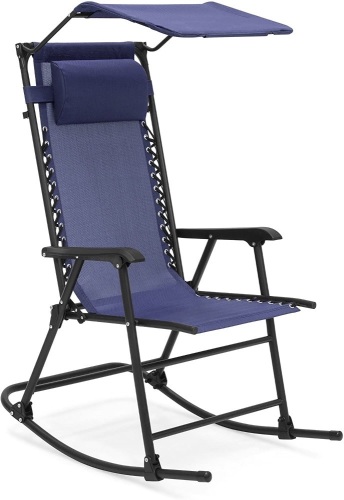Foldable Zero Gravity Rocking Patio Chair with Sunshade Canopy - Lot 832