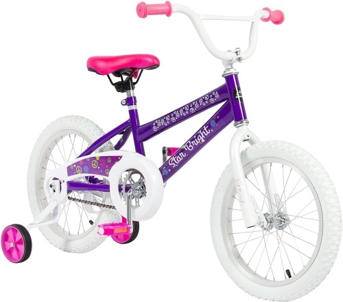 16" Girl's Purple Princess Bike W/Training Wheels & Basket  - Lot 923