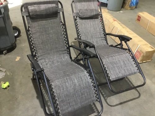 Set of 2 Adjustable Zero Gravity Patio Chair Recliners w/ Cup Holders  - Lot 930