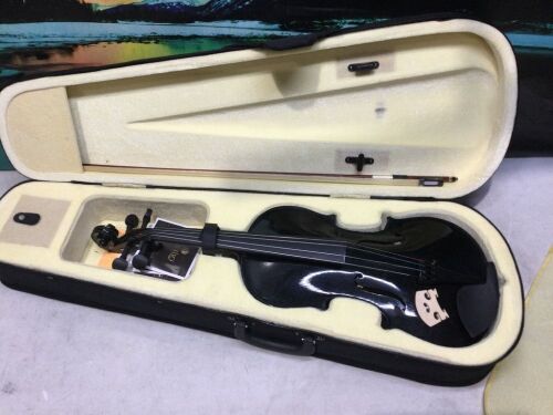Mendini 16" MA-Black Solid Wood Viola with Case, Bow, Rosin, Bridge and Strings - Lot 1095