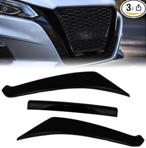 3pcs Glossy Black U Shape Front Grill Frame Cover Trim Fit For Nissan Sentra 2020-2021 - Lot 86