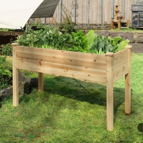 Raised Garden Bed Elevated Wood Planter Box with Legs for Outdoor Plants Herbs and Flowers - Lot 127