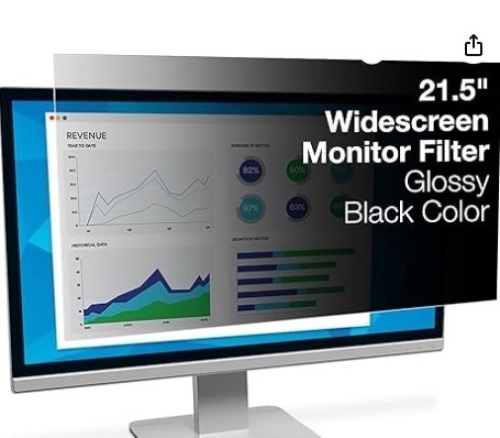 3M Privacy Filter for 21.5 Inch Widescreen Monitor, Reversible Gloss/Matte, Reduces Blue Light, Screen Protection, 16:9 Aspect Ratio (PF215W9B) - Lot 160
