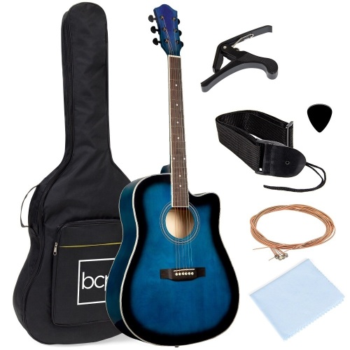 Full Size Beginner Acoustic Guitar Set with Case, Strap, Capo - 41in - Lot 9845