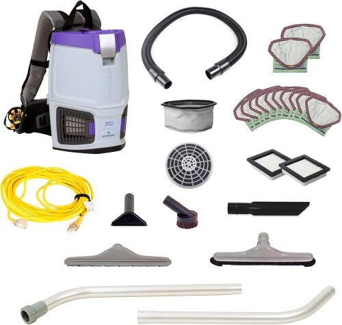 ProTeam GoFit 3 Commercial Backpack Vacuum with Restaurant Tool Kit, 3 qt, Corded - Lot 10169