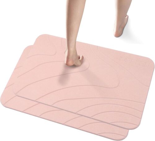 JUERLEN Diatomaceous Earth Shower Mat, 23.62 x 15.35 inch, 2 Pack  - Lot 238