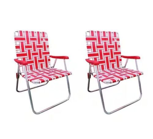 Outdoor Spectator Red/White Aluminum Classic Reinforced Webbed Folding Lawn/Camp Chair, 2 Pack  - Lot 311