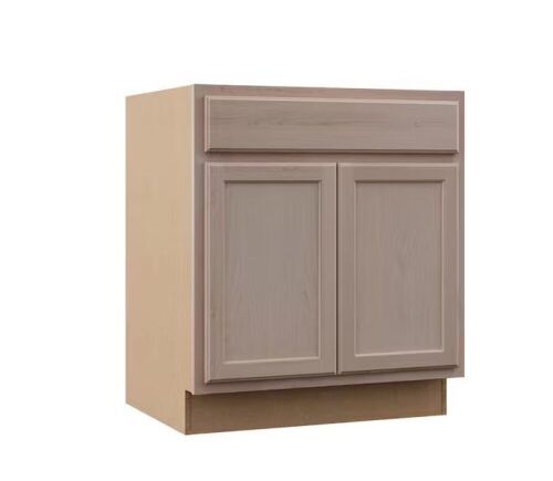 Hampton Bay 30 in. W x 24 in. D x 34.5 in. H Assembled Sink Base Kitchen Cabinet in Unfinished with Recessed Panel - Lot 319