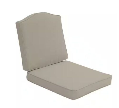 Lot of (2) Hampton Bay Laurel Oaks 20.25 in. x 22 in. Two Piece Outdoor Dining Chair Cushion in Putty  - Lot 321