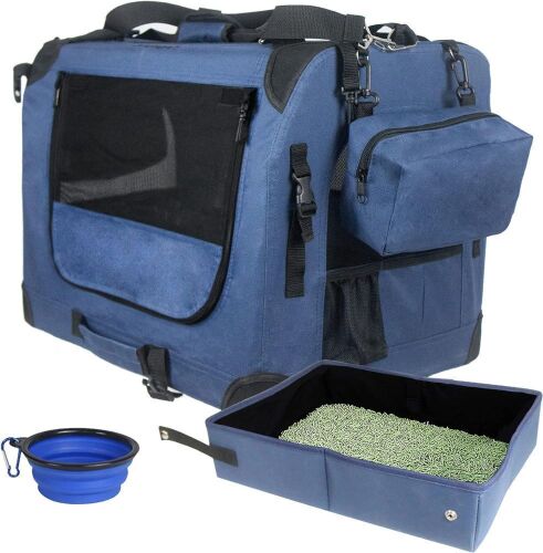  Prutapet Soft-sided Portable Cat Carrier 24"x16.5"x16.5" with Collapsible Litter Box and Bowl  - Lot 442