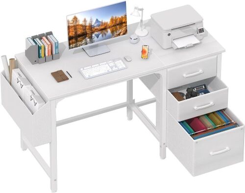 Lufeiya White Computer Desk with File Drawers - Lot 445