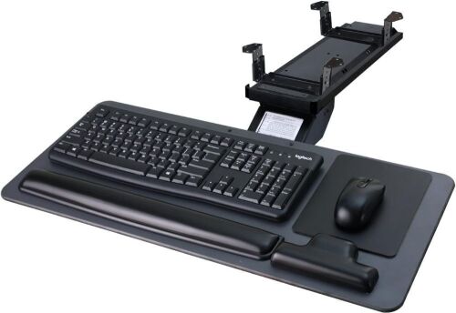 Adjustable Underdesk Keyboard & Mouse Tray with Ergonomic Wrist Rest Pad, 26.77" x 11.42"  - Lot 449