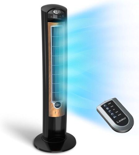 Lasko Oscillating Tower Fan, Remote Control, Ionizer, 3 Speeds, 42" - Lot 542