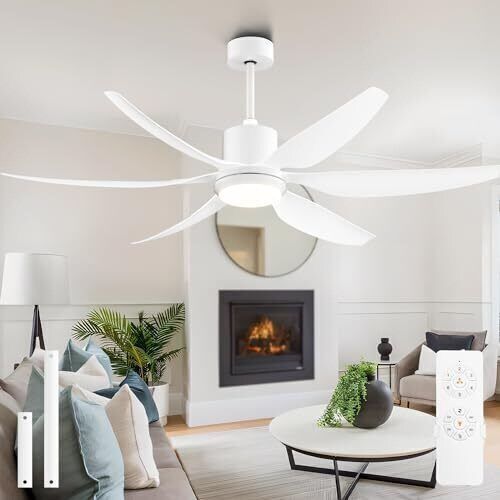 Mid-Century 66" Large Ceiling Fan with Light & Remote Control - Lot 638