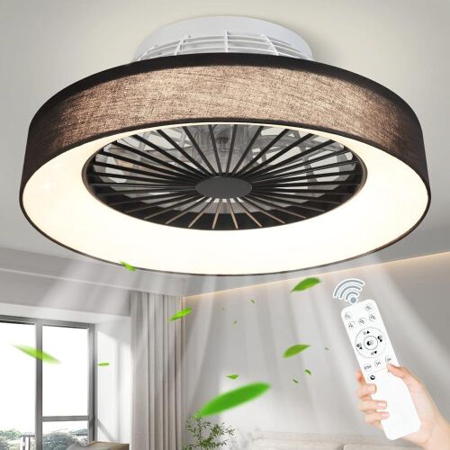 DLLT Modern Flush Mount Ceiling Fan with Lights 18.5" - Lot 746