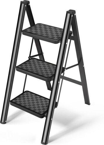 HBTower 3 Step Ladder Folding Step Stool - Lot 756