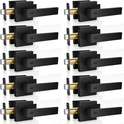 Onateel 10 Pack Modern Black Privacy Door Levers  - Lot 272