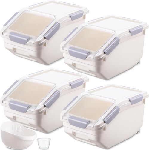 Sunnyray 4 Pcs Grain Rice Storage Bin Food Containers, 20lb  - Lot 381