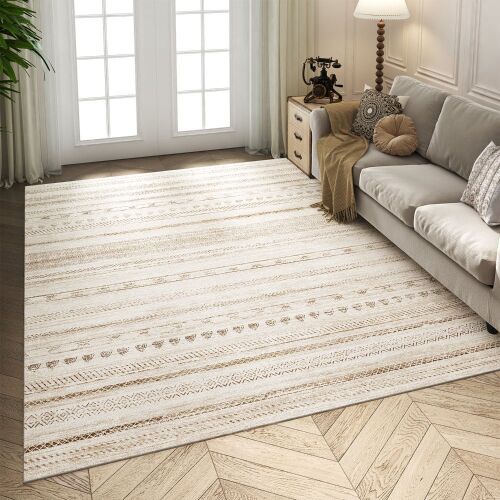 Neutral Geometric Bohemian Area Rug, 9' x 12'  - Lot 382