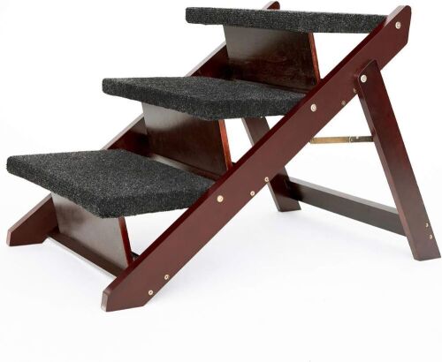 MEWANG Wooden 2-in-1 Foldable Pet Stairs & Ramp for up to 110lb  - Lot 475