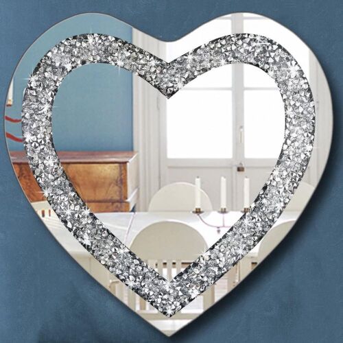 Crystal Crush Diamond Heart Shaped Silver Mirror 20" x 20"  - Lot 478