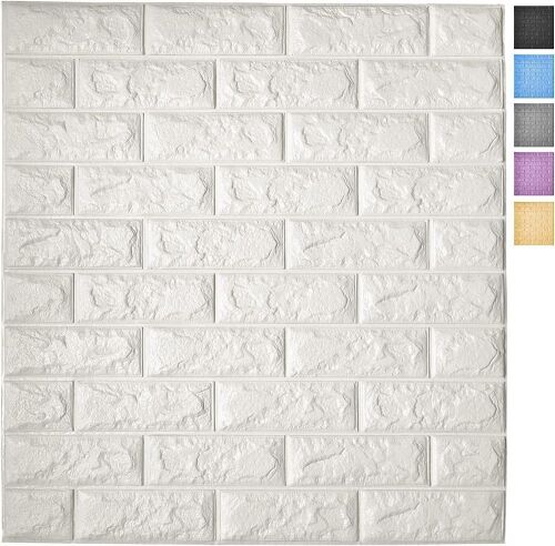 Art3d 11-Pack 64 Sq.Ft Peel and Stick 3D Wall Panels, White Brick  - Lot 359