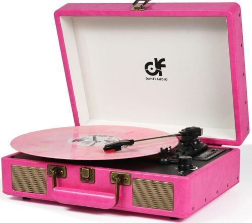  Pink Suitcase Record Player with Bluetooth  - Lot 259