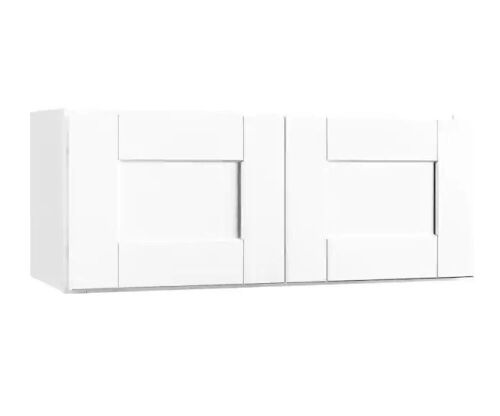 Hampton Bay Shaker 30 in. W x 12 in. D x 12 in. H Assembled Wall Bridge Kitchen Cabinet in Satin White  - Lot 356