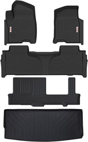 Tesson Floor Mats 3 Row Liners for 8 Seats 2021-2024 Chevy Chevrolet Tahoe/GMC Yukon with 2nd Row Bench Seats - Lot 709