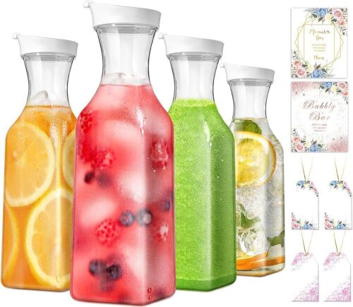  GMISUN Mimosa Bar Supplies, 4 Plastic Carafe with Flip-Top Lids, Mimosa Bar Sign, Hanging Tags  - Lot 264