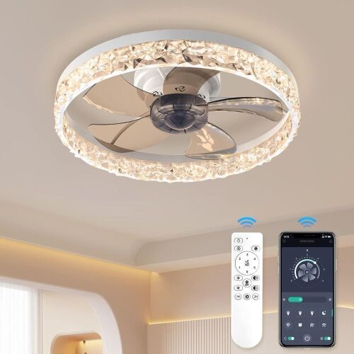 Tomosu Low Profile Ceiling Fan with Light - Lot 421