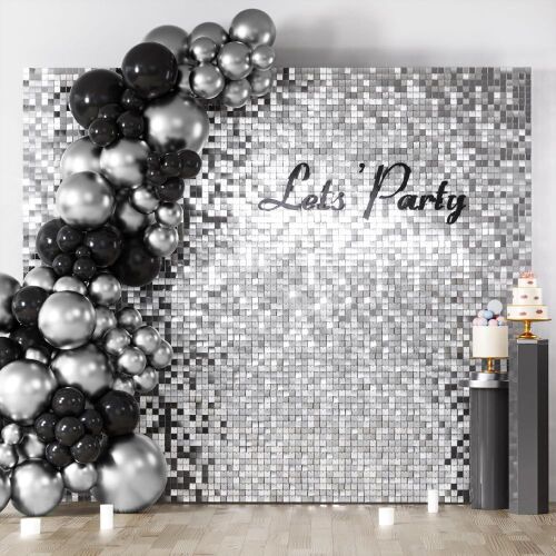 COKAOBE Silver Shimmer Wall Backdrop, 36PCS - Lot 301