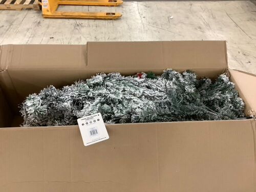 Glitzhome 7.5ft Pre-Lit Snow Flocked Layered Spruce Artificial Christmas Tree with 350 Warm White Lights - Lot 493