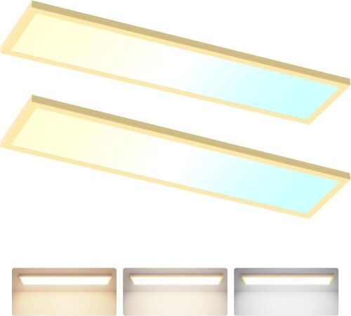 1x4 FT LED Flat Panel Light Surface Mount with Gold Border, 2 Pack - Lot 129