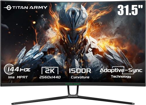  Titan Army 32" Curved Gaming Monitor, 2k 1440p 144Hz, 1500R Frameless VA, Adaptive Sync, 95% DCI-P3, VESA, Low Blue Light, Tilt, HDMI 2.0, DisplayPort 1.4, N32SQ PLUS  - Lot 81