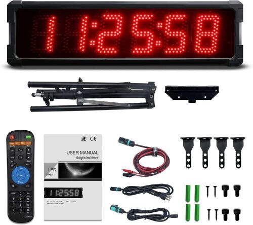  GANXIN Outdoor Waterpoof LED 5 Inch 6-Digit Coundown Clock with Tripod Stand, Down/Count Up, Stopwatch with Remote Control - Lot 485