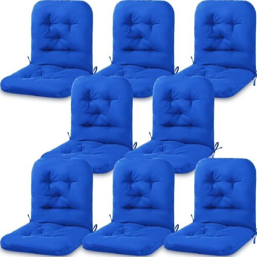 Tufted Back Patio Chair Cushions, Royal Blue, 8 Pack  - Lot 525