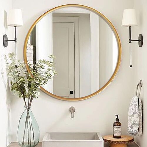 30" Round Wall Mirror, Gold  - Lot 498