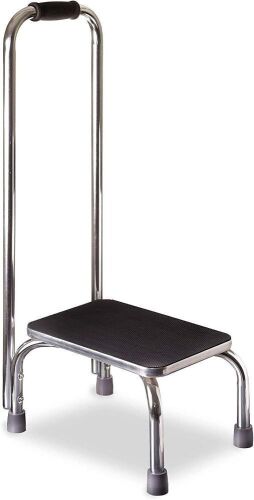  DMI Step Stool with Handle and Non Skid Rubber Platform, Holds up to 300 Pounds with 9.5 Inch Step Up, 17.3"D x 12.3"W x 34"H, Chrome  - Lot 104