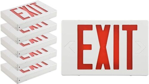 EXITLUX 6 Pack Red LED Exit Signs with Emergency Lights - Lot 114