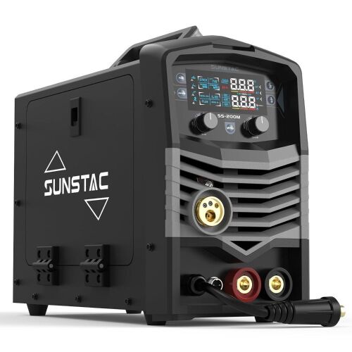 Sunstac MIG Welder 5 in 1 200A 110V/220V Dual Voltage Multifunctional Aluminum Welding Machine, Stick/Lift TIG/MIG/Flux MIG/Spool Gun with Large LCD Panel - Lot 33