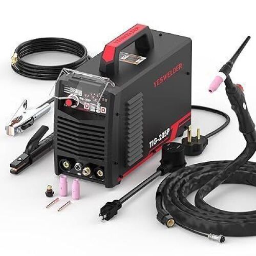 YESWELDER Tig Welder with Pulse 205Amp Large LED Display, STICK/DC TIG/PULSE TIG 3 In 1, 110&220V Dual Voltage TIG Welding Machine TIG-205P - Lot 27