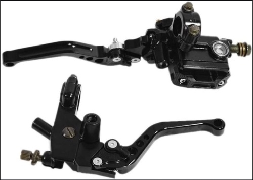 A Pair 22cm 7/8 Motorcycle Handlebar Master Cylinder Levers Hydraulic Brake Pump ClutchLever Reservoir Kit - Lot 107