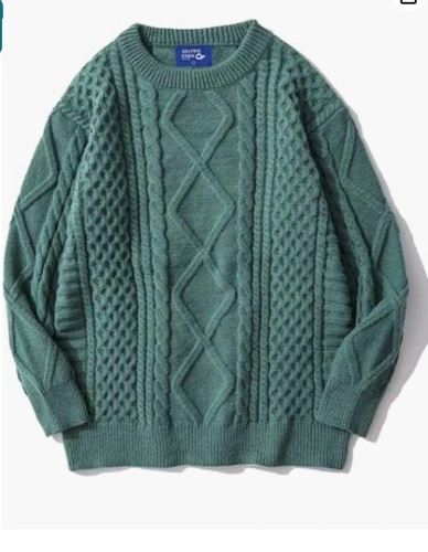 Aelfric Eden Oversized Knit Sweater Solid Vintage Pullover Sweater Unisex Woven Crewneck Knitted Topsize medium - Lot 112